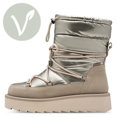 Tamaris Schnürboot 1-26836-41 179 champagne metallic Vegan Warmfutter Duotex