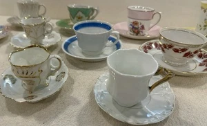 Vintage Mustache Victorian Tea Cups & Saucers Era 1890 - 1940’s. LOT OF 11 - Picture 1 of 13
