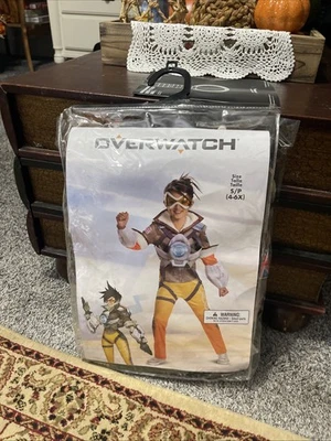 Overwatch Tracer Niña De Lujo Niño Halloween Disfraz Pequeño 4-6 NUEVO Foto 1 de 2