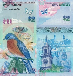 Bermuda 2 Dollars 2009 - Polymer Hybrid/p57b, B230b/A-1 Prefix UNC - Picture 1 of 3