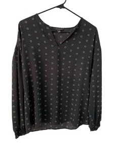 Banana Republic Women’s Sheer Long Sleeve Black top/shirt White circles Small - Picture 1 of 6