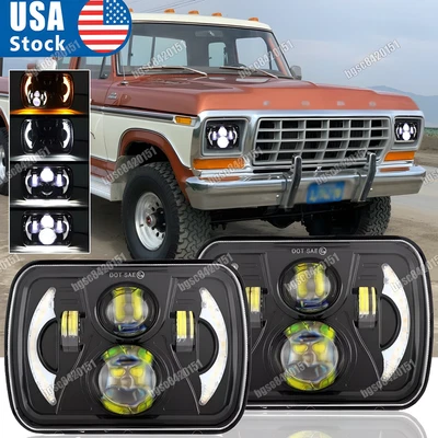 Faros LED de 7x6" para Ford F-150 F-250 F-350 1978-1986 señal de giro alta/baja DRL Foto 1 de 4