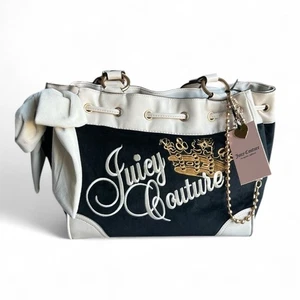 Bolso de terciopelo de hombro Juicy Couture Daydreamer The Key To Juicy negro lazo de regaliz - Imagen 1 de 11