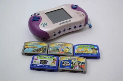 LeapFrog Leapster 2 Pink Purple Learning Game Console w 5 Games - Image 1 of 4