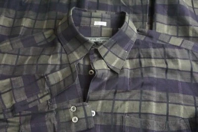 Camisa Salvatore Ferragamo verde marino a cuadros mezcla de lino abotonada talla XL Foto 1 de 4
