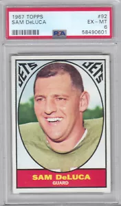 Tarjeta 1967 Topps Football Jets Sam DeLuca #92 - PSA 6 ExMt (0601) - Imagen 1 de 1