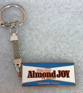 Vtg Peter Paul Almond Joy Candy Bar Metal & Enamel Key Chain 1970s NOS New - Picture 1 of 4