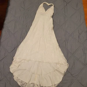 Ivory Galina Wedding Dress By Davids Bridal Floral Halter Neck Beaded Empire Wai - Picture 1 of 9