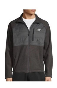 New Balance Full Zip Fleece Gray Jacket Mens Drawstring Waist Pockets Size XL - Picture 1 of 17