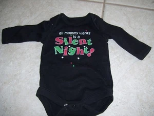 Unisex newborn one piece romper, black with red, white, green letters, cute. - Picture 1 of 3