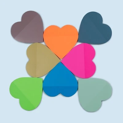 8 Pads Heart Shape, See Through, Transparent Sticky Notes, Clear Post It Notes  - Image 1 of 4