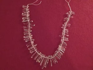 Collana Cristallo Trasparente 16'' STRING di Cristalli Naturali Quarzo Punti Guarigione - Foto 1 di 6