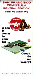 1965 Tidewater Oil Road Map: San Francisco Peninsula Central Section NOS - Bild 1 von 1