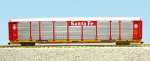 USA Trains R17170 SANTA FE BI-LEVEL AUTO CARRIER RED and YELLOW, G Scale - Picture 1 of 8
