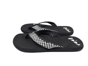 Reef Ginger Flip Flops Thong Sandals Black White Womens Size 9 - Picture 1 of 10