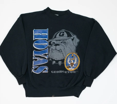 Vintage Georgetown Hoyas Sweatshirt Crewneck Size XL Black NCAA Ultra Sweats 80s Cover