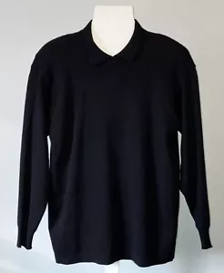 Vintage Size Large Liz Claiborne Black Wool Sweater Collared Long sleeve L Warm - Picture 1 of 12