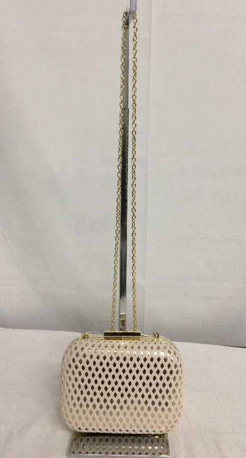 JESSICA MCCLINTOCK ROXI MINI BANDOLERA PERFORADA BOLSO DE MANO ORO MARFIL $62 Foto 1 de 1