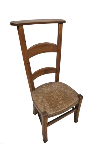 Antique French Prayer Chair Prie Dieu With Woven Rush Seat Cover