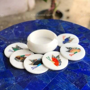 Butterfly Coaster Set In Marble 6 pcs Tea Coaster Drinkware Barware coaster - Picture 1 of 9