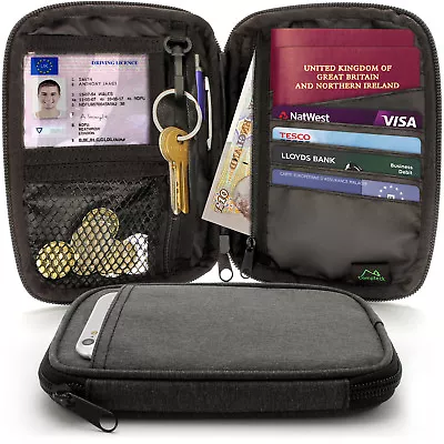 Petit Portefeuille Passeport RFID Organiseur Voyage Pour Documents Argent Carte • 9.63€
