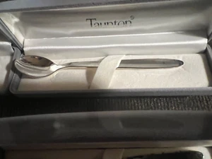 1 - TAUNTON SILVER-PLATED BABY SPOONS. WITH GREY VELOUR PRESENTATION CASE 5.75” - Picture 1 of 4