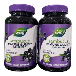 2 Nature’s Way Immune Support Sambucus Elderberry Gummies 120 Ct Ea EXP 04/26 - Picture 1 of 4