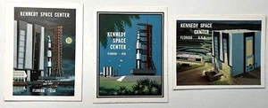 KENNEDY SPACE CENTER EARLY 1980s 3 MINT SOUVENIR STICKERS * ROCKETS & LAUNCH PAD - Picture 1 of 1