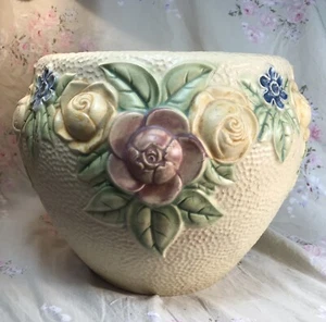Vintage Roseville Pottery Rozane Floral Creamware Planter Jardiniere - Picture 1 of 10
