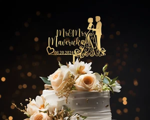 Personalized Wedding Cake topper, Bride and Groom cake topper - Picture 1 of 9