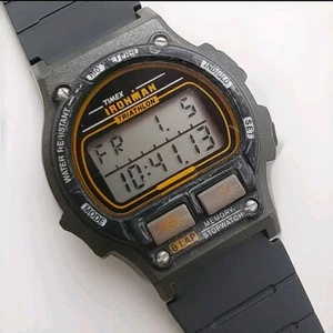 TIMEX Ironman Triathlon 8 Lap Digital Black/ORANGE QUARTZ Watch NEW BATTERY  - Picture 1 of 10