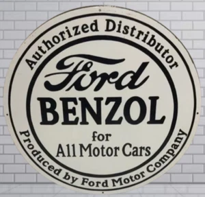 Ford Benzol Rare Porcelain Enamal Heavy Metal 30 inches Single Side - Picture 1 of 3
