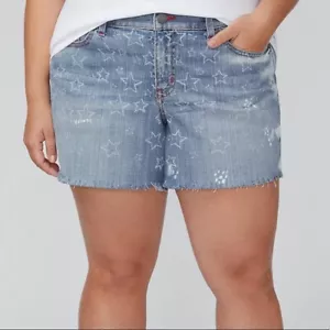 Lane Bryant Plus Size 26 Bleach Star Denim Girlfriend Short NWT - Picture 1 of 5