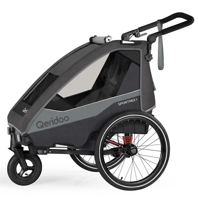 Qeridoo Sportrex1 Kinderfahrradanhänger (2023) - Phantom Grey