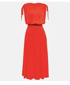 NWT Proenza Schouler - White Label Sz 4 draped crepe midi dress Fiery Red - Picture 1 of 13