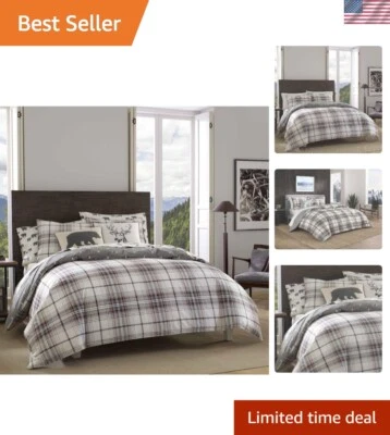 Elegante Juego de Edredón King - Algodón Transpirable con Patrón Clásico de Cuadros Foto 1 de 4