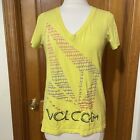 Volcom T-Shirt Women’s L Yellow Skate Surf Hipster Hip Hop Pink Purple Logo