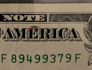 *Rare Error Extra Ink Line $1 Dollar Bill* 2017A - Picture 1 of 4