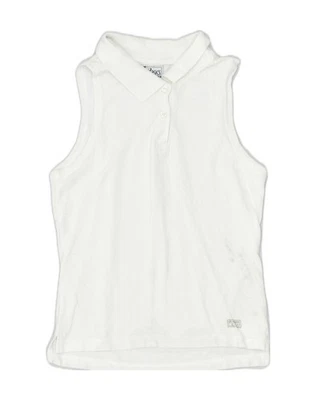 Polo sin mangas para mujer ASICS Reino Unido 10 pequeño blanco algodón MW09 Foto 1 de 3