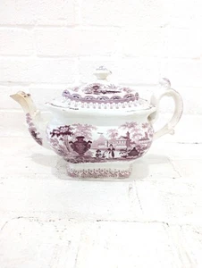 Antique Transferware Teapot T Mayer Canova Purple Victorian Chippy As-is - Picture 1 of 17