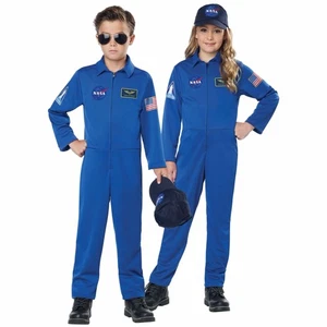 NASA Blue Jumpsuit Astronaut Cosmonaut Spaceman Book Week Girls Boys Costume - Picture 1 of 3