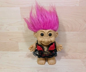 Vintage Troll Puppe Russ Berrie sexy rosa Haare Valentinstag Spitze Dessous groß 7 - Bild 1 von 7