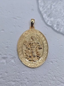 Ciondolo Poseidone Dio del Mare Placcato Oro 18K Argento Sterling 925 Chiave Greca - Foto 1 di 3