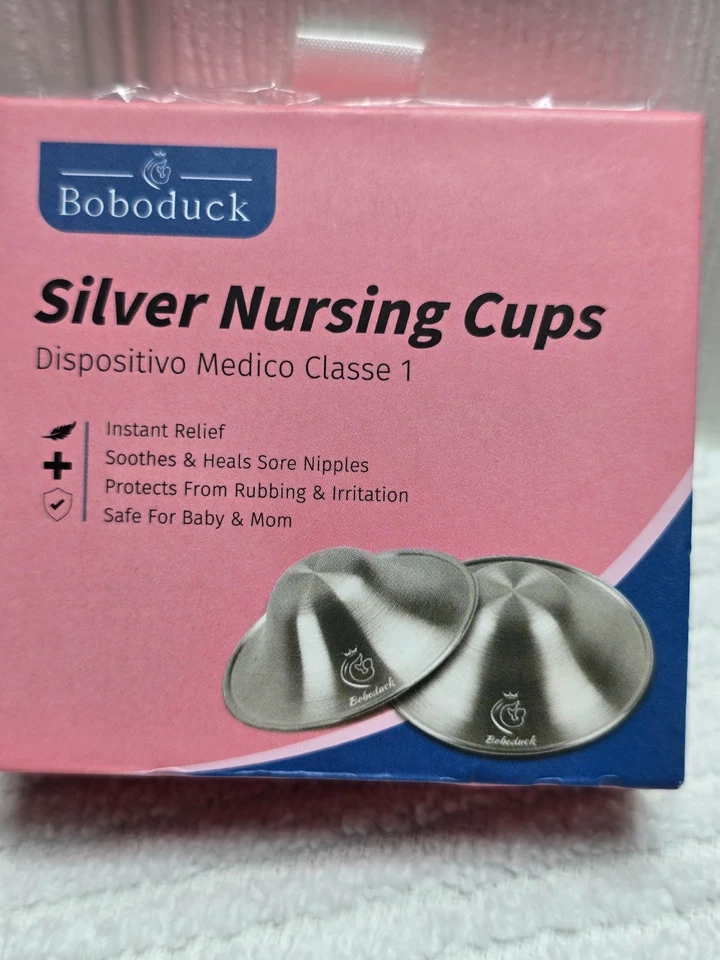 Tazas de lactancia de plata 925 protectores para pezones tamaño X-L para mamá lactante Foto 1 de 4