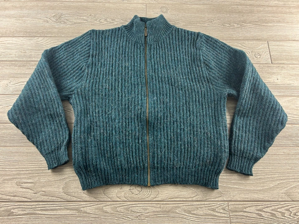 DE COLECCIÓN L.L. Cárdigan Suéter Chaqueta Mujer Pequeño Bean Azul Teal Tejido Pesado Cremallera Completa Foto 1 de 4