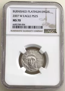 2007-W $25 BURNISHED PLATINUM EAGLE STATUE OF LIBERTY NGC MS70 - Picture 1 of 2