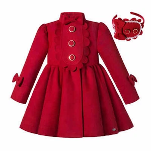 Kids Girls Christmas Party Warm Dress Coat Winter Parka With Bows Outwear Red US - Picture 1 of 12