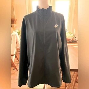 ASICS light weight Windbreaker full zip up jacket black Men Sz XXL - Picture 1 of 5