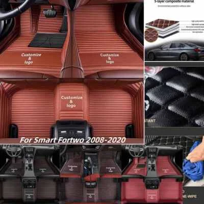 For Smart Fortwo 2008-2020 Car Floor Mats Front Row Waterproof Custom Carpets — 第 1/4 张图片