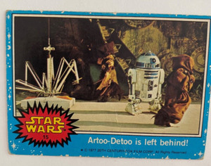 1977 Scanlens Star Wars Card #15 R2-D2 is left behind  - VG to Exc Con